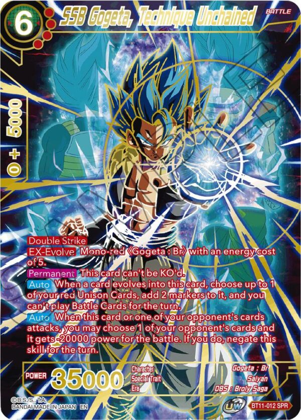 SSB Gogeta, Technique Unchained (SPR) — Masters · Vermilion Bloodline BT11-012 · Normal