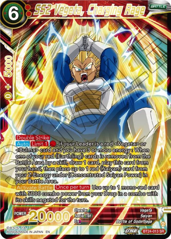 SS2 Vegeta, Charging Rage — Masters · Beyond Generations BT24-013 · Foil