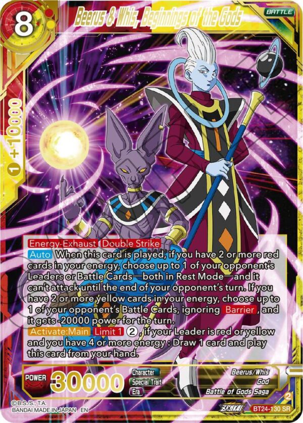 Beerus & Whis, Beginnings of the Gods — Masters · Beyond Generations BT24-130 · Foil