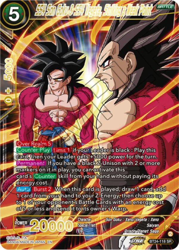 SS4 Son Goku & SS4 Vegeta, Striking a Weak Point — Masters · Beyond Generations BT24-118 · Foil