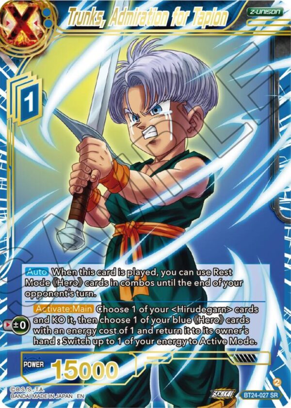 Trunks, Admiration for Tapion — Masters · Beyond Generations BT24-027 · Foil