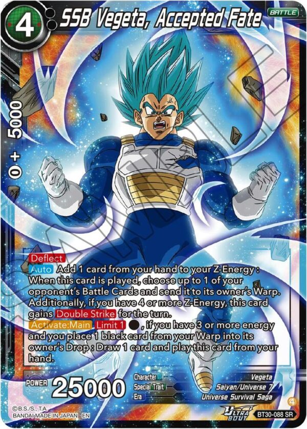 SSB Vegeta, Accepted Fate — Masters · Three Glorious Fighters BT30-088 · Foil