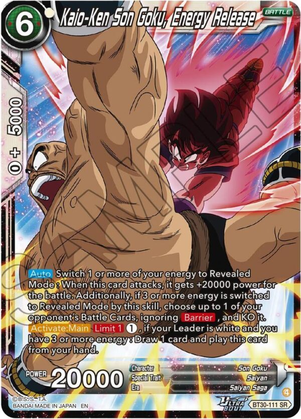 Kaio-Ken Son Goku, Energy Release — Masters · Three Glorious Fighters BT30-111 · Foil