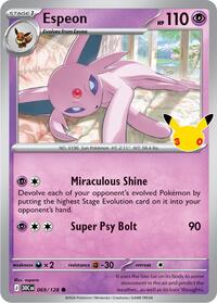 Espeon — ME: 30th Celebration 069/128 · Holofoil