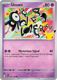 Unown — ME: 30th Celebration 072/128 · Holofoil