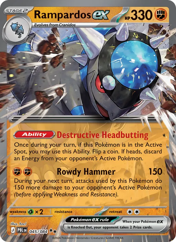 Rampardos ex — ME05: Pitch Black 045/084 · Holofoil
