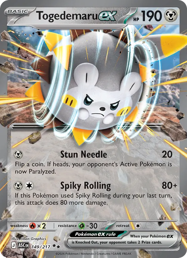 Togedemaru ex — ME: Ascended Heroes 149/217 · Holofoil