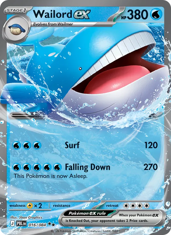 Wailord ex — ME05: Pitch Black 016/084 · Holofoil