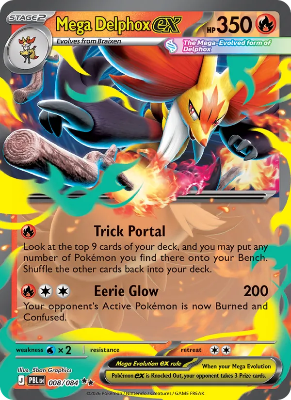 Mega Delphox ex — ME05: Pitch Black 008/084 · Holofoil