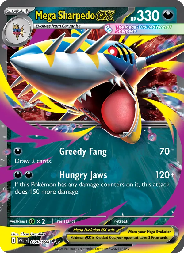 Mega Sharpedo ex — ME02: Phantasmal Flames 061/094 · Holofoil