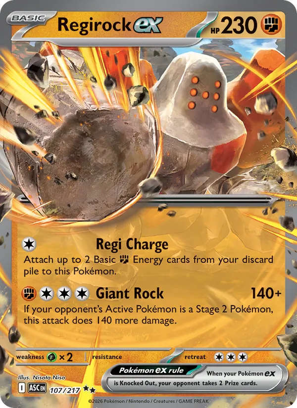 Regirock ex — ME: Ascended Heroes 107/217 · Holofoil