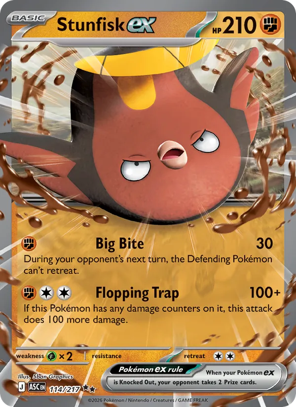 Stunfisk ex — ME: Ascended Heroes 114/217 · Holofoil