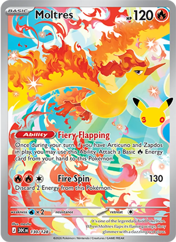 Moltres — ME: 30th Celebration 130/128 · Holofoil