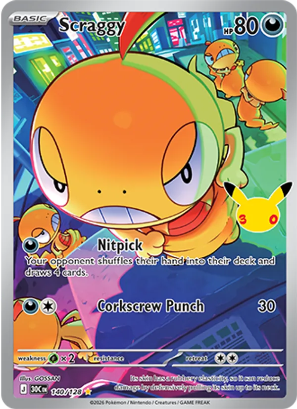 Scraggy — ME: 30th Celebration 140/128 · Holofoil